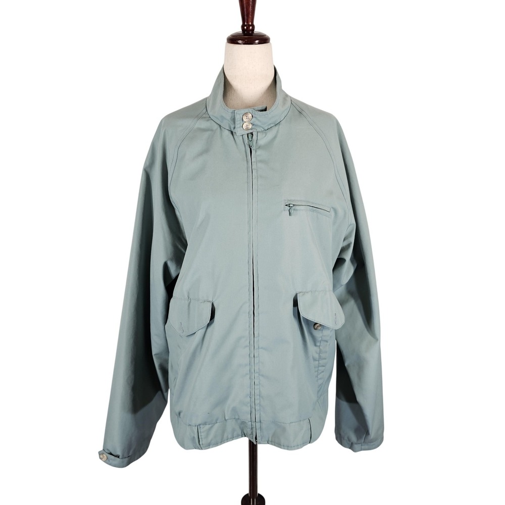 Vintage Eddie Bauer Jacket Mens Large Green Hong Kong Lightweight Harrington 80s